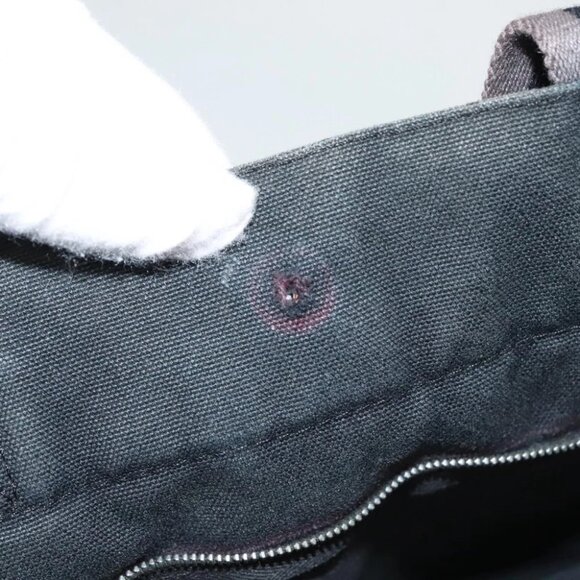 HERMES Fourre Tout MM Hand Bag Canvas Black Silver Auth ti3099 - Picture 3 of 14